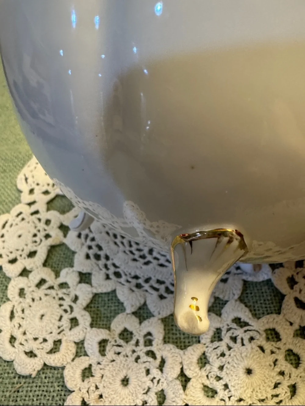 Vintage Nippon Porcelain Footed White Bowl with Pink, Green & gold-like accents